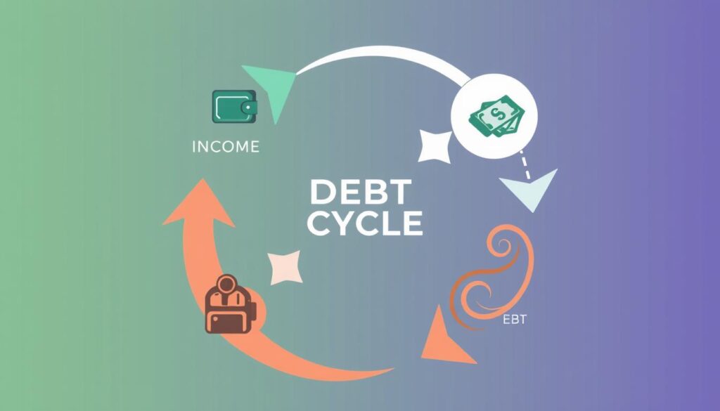 Ilustración del ciclo de la deuda Debt cycle illustration